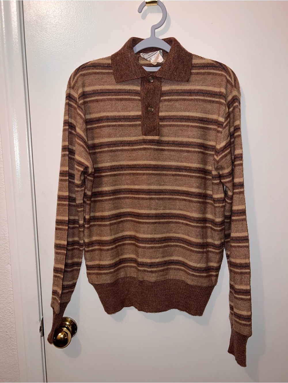 Men's Wool Brown Striped Sweater